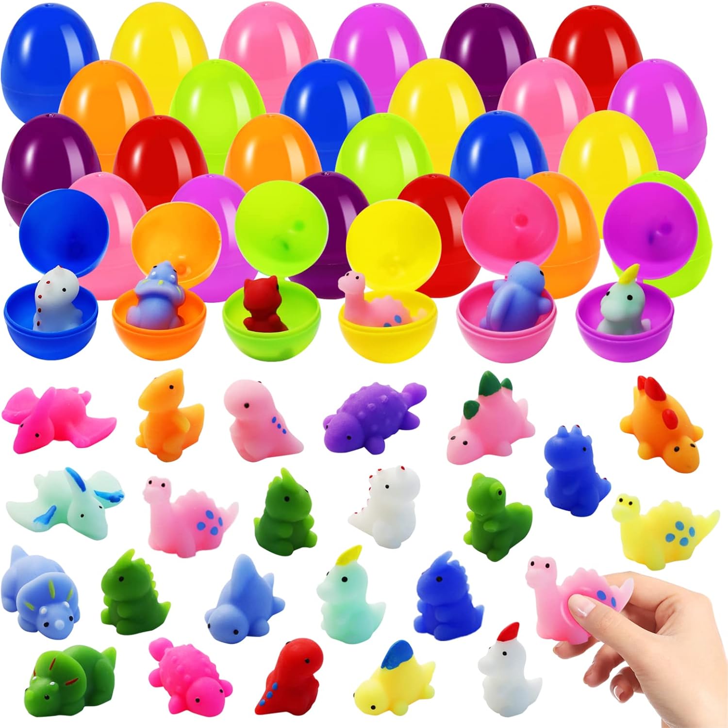 24 Pack Prefilled Easter Eggs with Easter Squishy Toys for