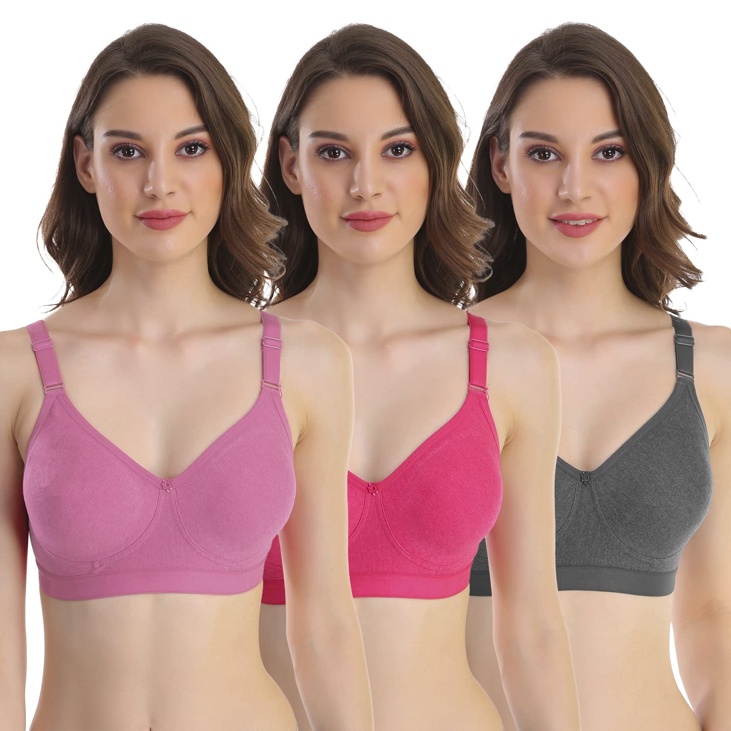 Extra Comfort Non Padded Non Wire Bra for Everyday Combo Pack of 3-image-25