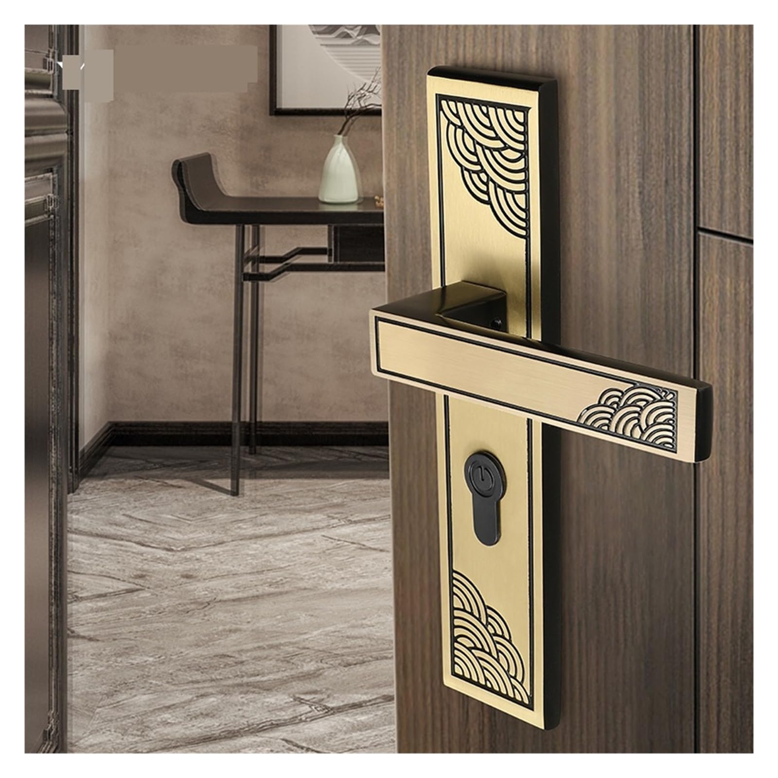 Serrure de porte silencieuse en laiton massif au style chinois rétro