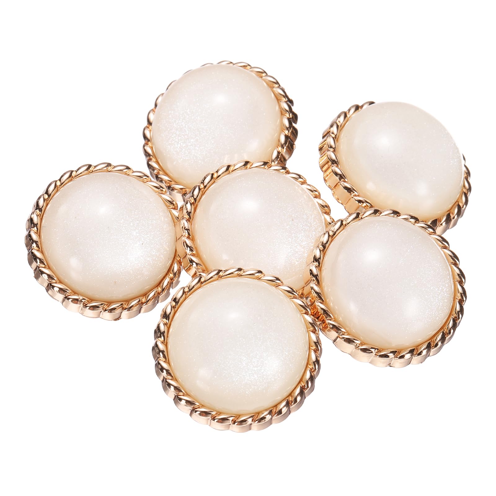 PATIKIL 6 Pcs Coat Buttons,23mm Dome Shimmer Layer Sewing Metal Shank Buttons with Alloy Base Single Hole for Sewing Crafts Projects, Coats, Jackets, DIY Decoration, White