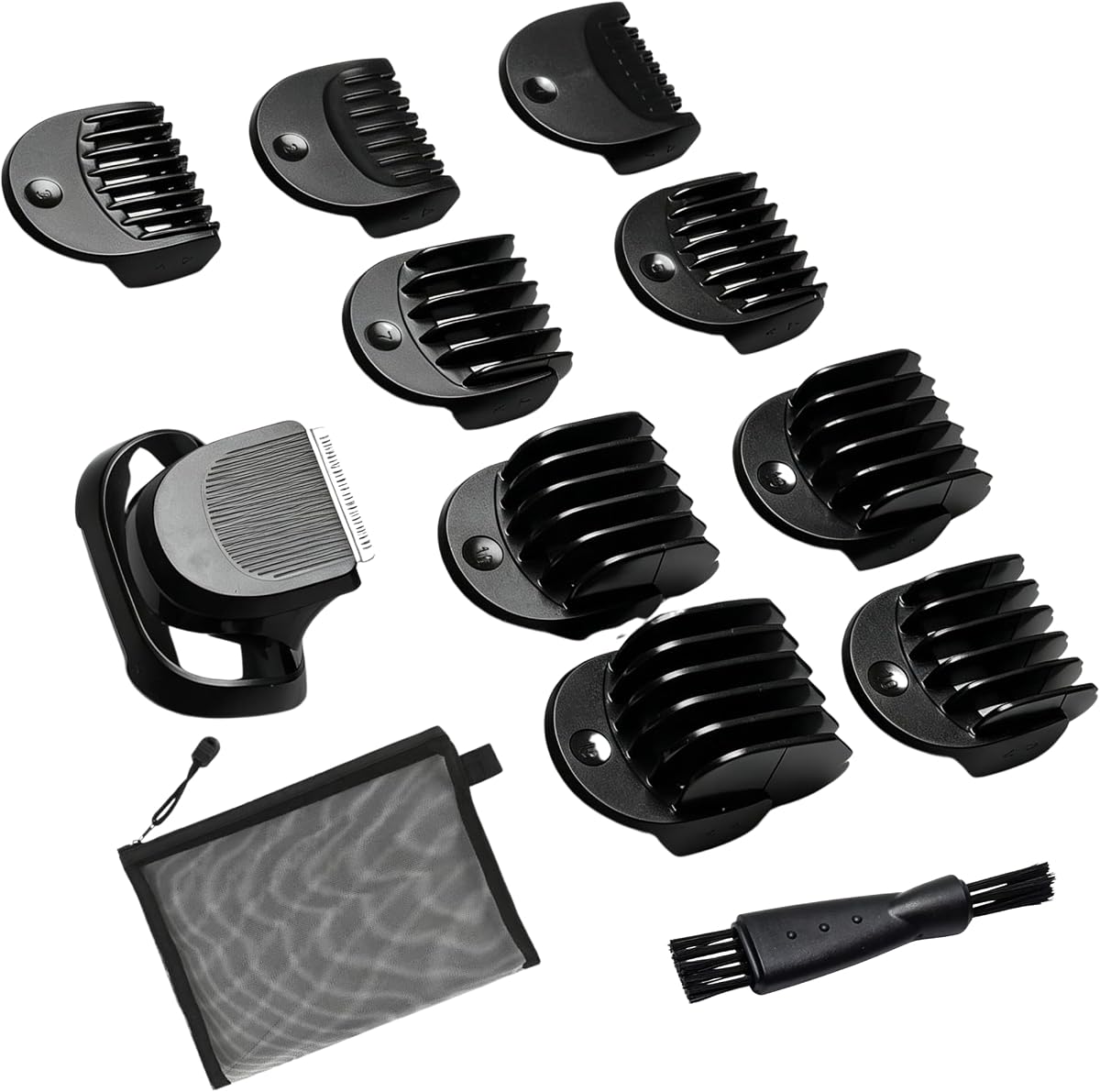 Beard Trimmer Attachment, 9 Combs 1-19mm, Braun 5/6/7 | Electric Shaver Comb Set, Adjustable On Length, Rinse-Clean ABS Body, Fits Braun 7071cc, 5018s, 6075cc