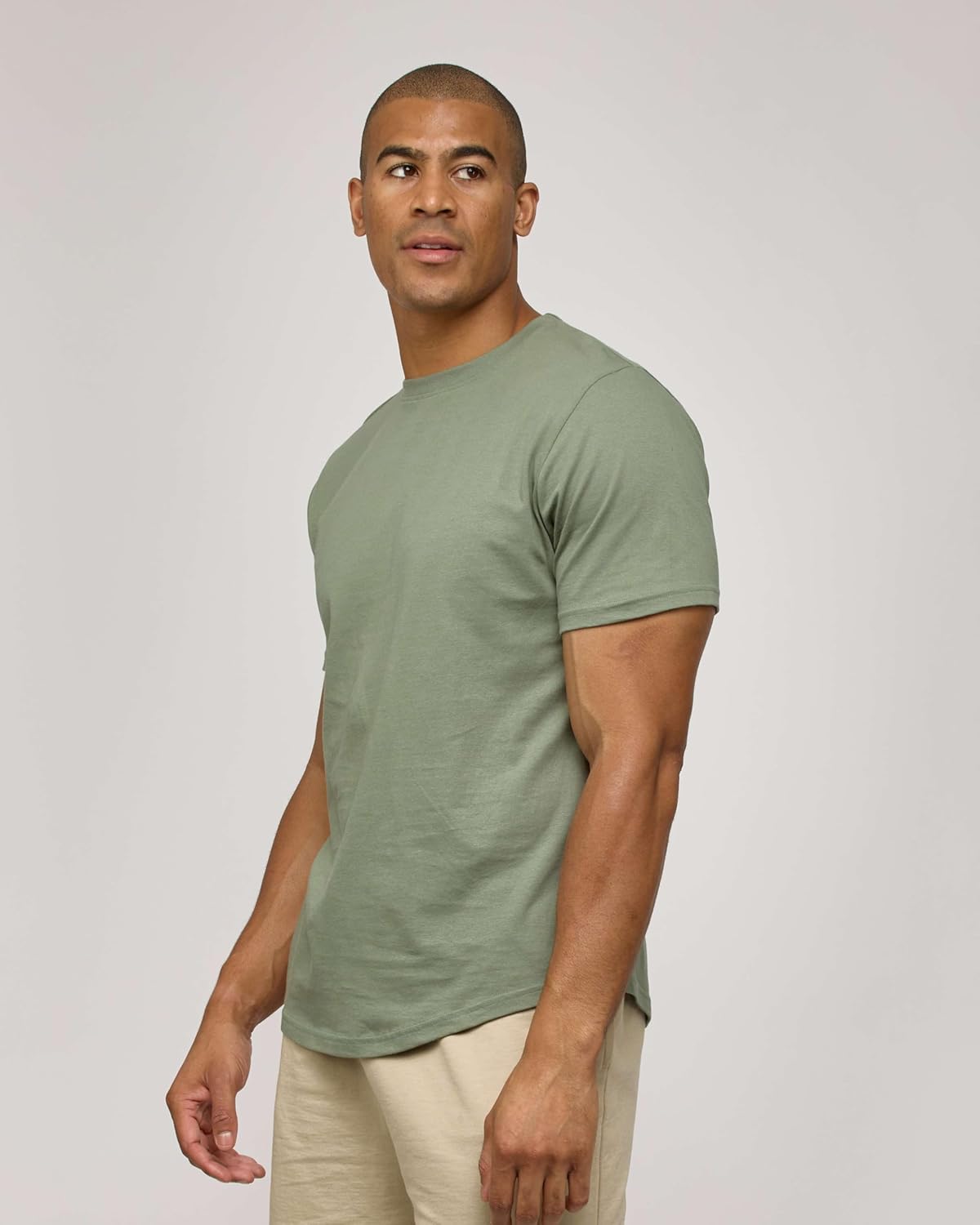 Real Essentials 5 Pack: Men’s 100% Cotton Hipster Curved Hem Droptail Tee – Premium Longline T-Shirts with Long Tail Drop Cut - Image 2