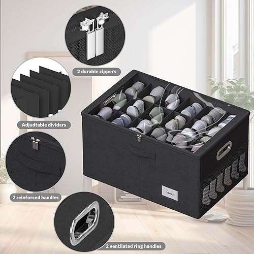 Miniatura 6 de Organizador de zapatos para armario, contenedores de almacenamiento para 18 pares, contenedores plegables de almacenamiento de zapatos con cubierta