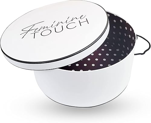 Feminine Touch Cajas para sombreros para mujer, caja de almacenamiento grande para sombreros redondos para viajes con cuerda de alta calidad,