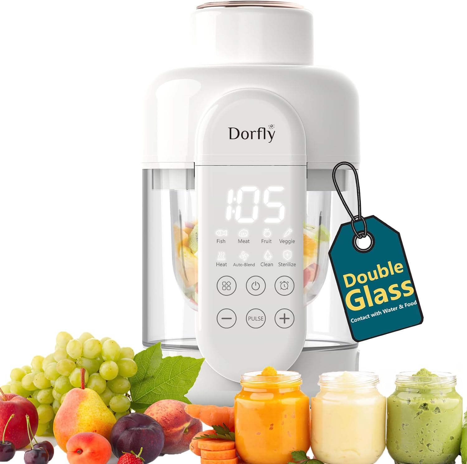 Baby Food Maker Glass Reservoir & Bowl Glass Baby Food Processor 10oz Non Plastic Steamer and Blender