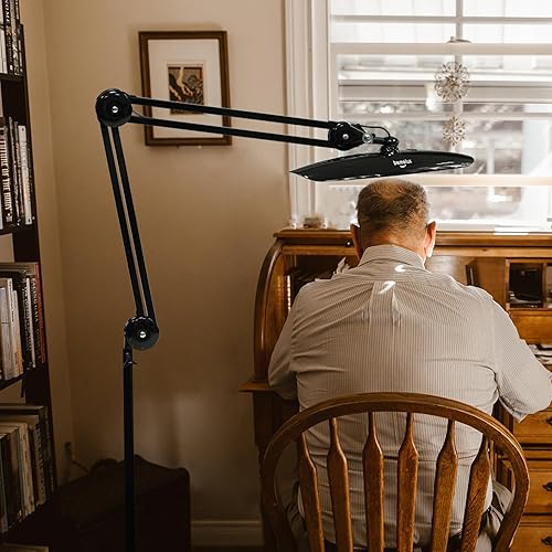 Miniatura 5 de Soporte de suelo con base de polea de cinco patas, adaptado a lámparas de escritorio LED y lámparas de lupa, adecuado para trabajo, belleza y arte