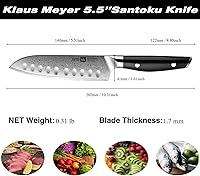 Vista 6 de Klaus Meyer Luxor - Cuchillo Santoku de acero Damasco de 5.5 pulgadas con funda de madera