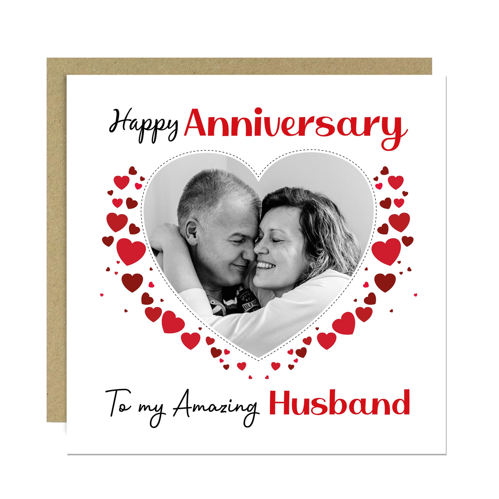 RED OCEAN Personalised Anniversary Card For Husband - 145mm x 145mm With Craft Envelope, Anniversary Card For Him, Husband Card, Personalised Anniversary Card, Card For Partner