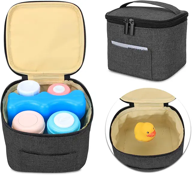 Luxja Breast Milk Cooler Bag - Holds 4 Bottles, Leak-proof Nylon, Black