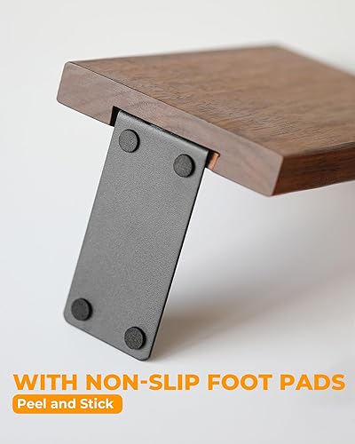 Miniatura 4 de Sujetalibros decorativos de madera de acacia para estantes, soportes de libros resistentes con base de metal, juego de 2