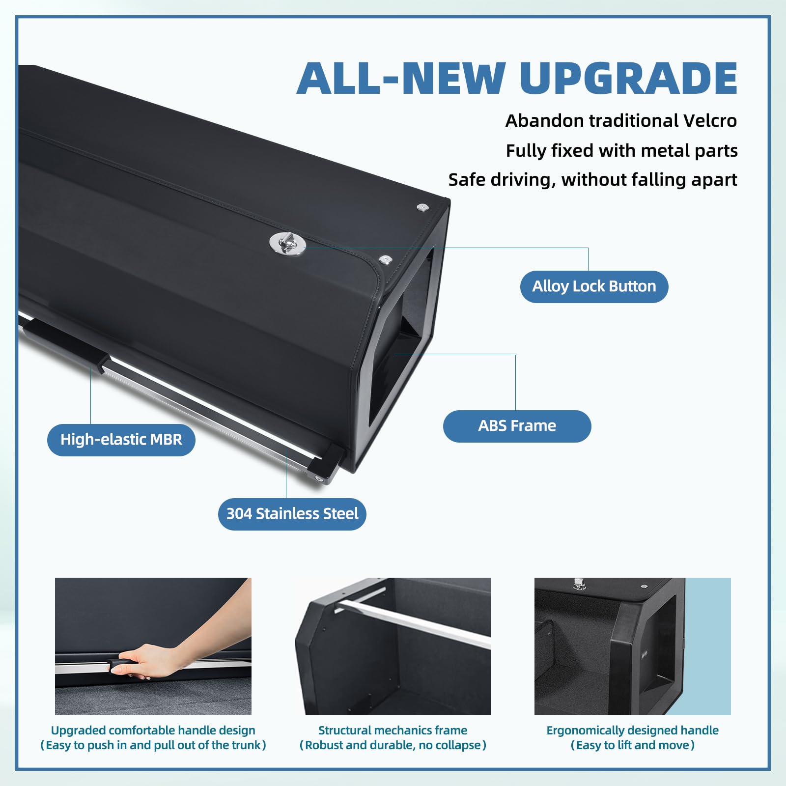 Organizer per bagagliaio con illuminazione intelligente, maniglia stabile, telaio in ABS, auto a LED (luce soffusa), funzionamento AA (LED, 103 x 29 x 31 cm)