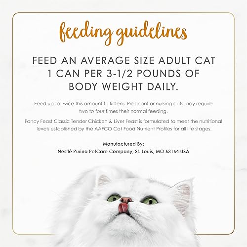 Miniatura 7 de Purina Fancy Feast Alimento para gatos mojado sin grano de Paté, hígado tierno y banquete de pollo - 3 oz. Latas, paquete de 24