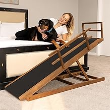 ABORON Dog Ramp,Adjustable Folding Pet Ramp for Bed,Couch,SUV - High Traction Portable Rubber Paw Ramps,Great for Small & Large Old Dogs & Cats, Supports up to 200 lbs,55''Long