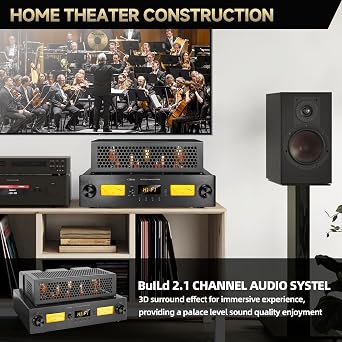CR888 Hi-End Class A KT88 Single-Ended Tube Amplifier Integrated AMP Power Amplifier with Built-in APTX-HD Bluetooth and Active Subwoofer Outpu