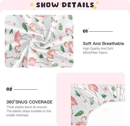 Miniatura 4 de Burbuja Flamingos Sábana bajera para cuna para niños y niñas, sábana bajera ajustable para cuna de 28 x 52 pulgadas para colchones estándar de cuna