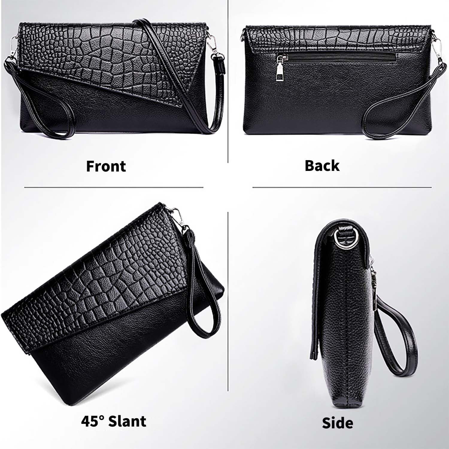 Clutch Purses for Women Casual, Small Wristlet Purses Clutch Handbags Envelope Clutch Bag, PU Leather Wristlet - Image 4