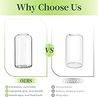 Vista 4 de Jarrones de botones de vidrio para flores - Hewory Juego de 3 jarrones pequeños modernos de vidrio soplado para centros de mesa, mini jarrones