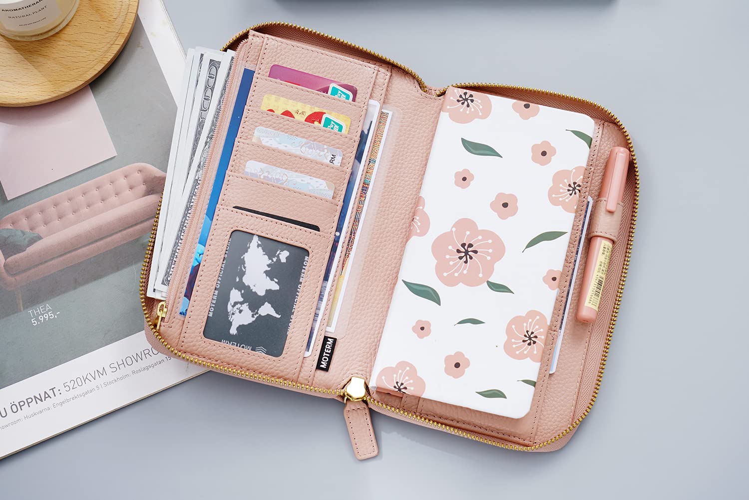 Moterm Zip Leather Cover for Weeks - Fits Hobonichi Weeks and Weeks Mega Notebook Planner (Pebble Dust Rose) - Image 3