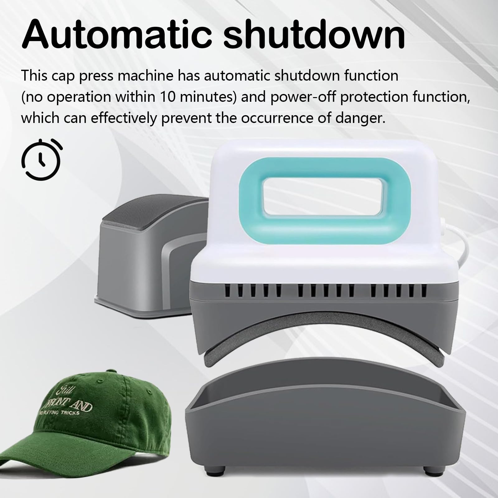 Pressa a Caldo Mini, Macchina per Pressatura Cappelli 4 Livelli Riscaldamento Macchina per Trasferimento Termico con Base Sicurezza Isolata Curva Capace Spegnimento Automatico