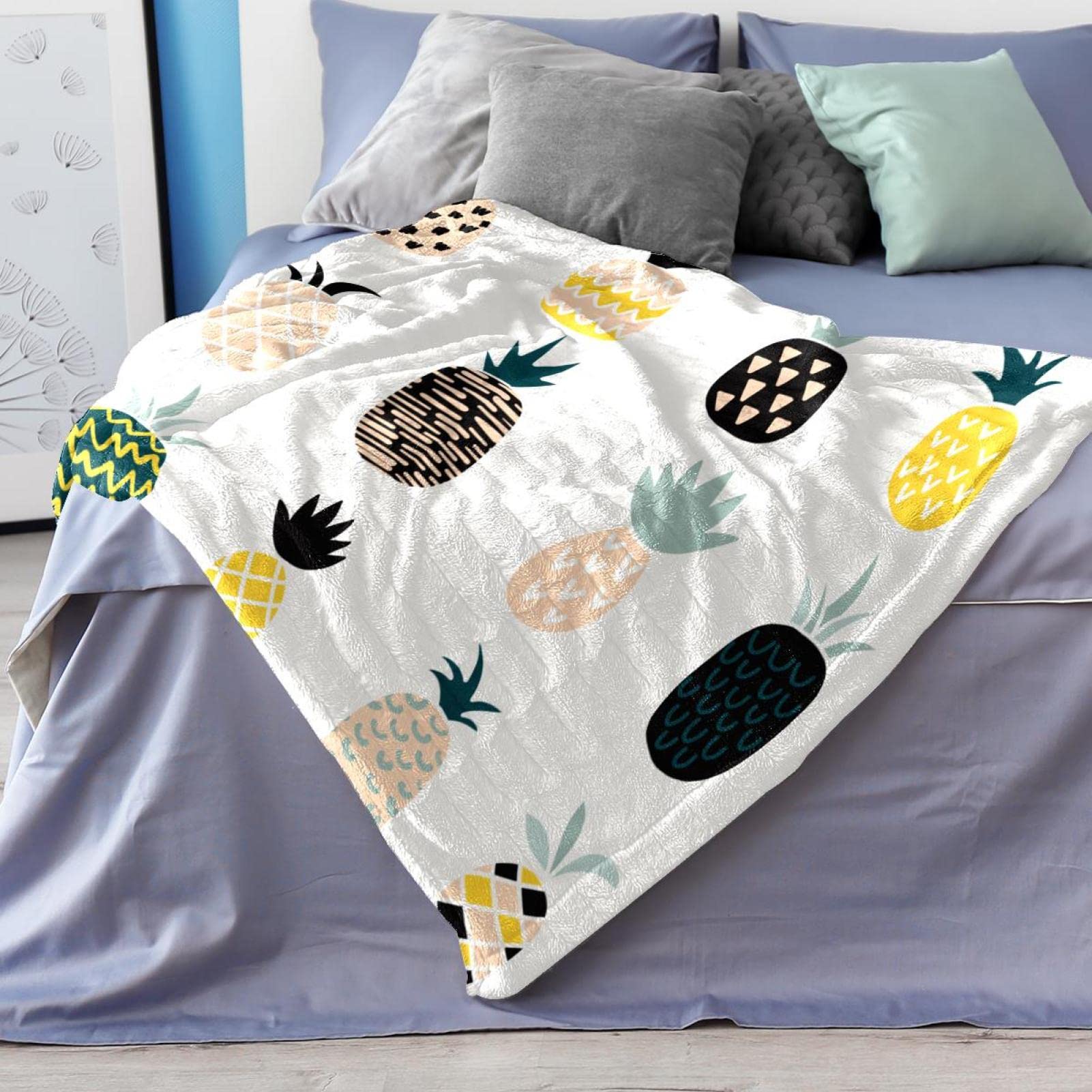 Coperta in pile per divano, divano o letto, accogliente, morbida, in pino, multi-estate
