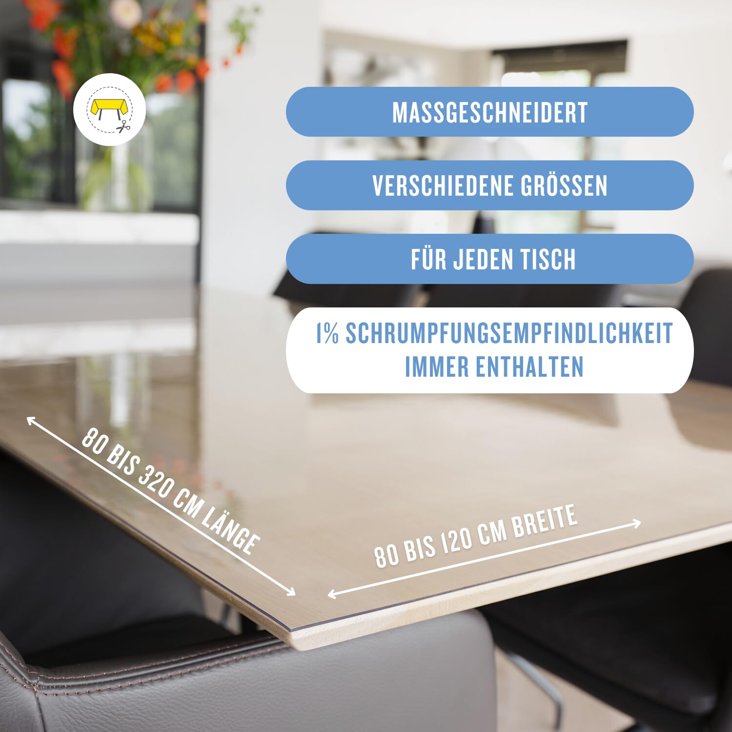 Trente Tischfolie 90x100 cm - 3mm dick - Tischdecke Abwaschbar - Tischschutz mit abgeschrägten Kanten - Transparente Tischdecke Eckig - Schutztischdecke Größe wählbar