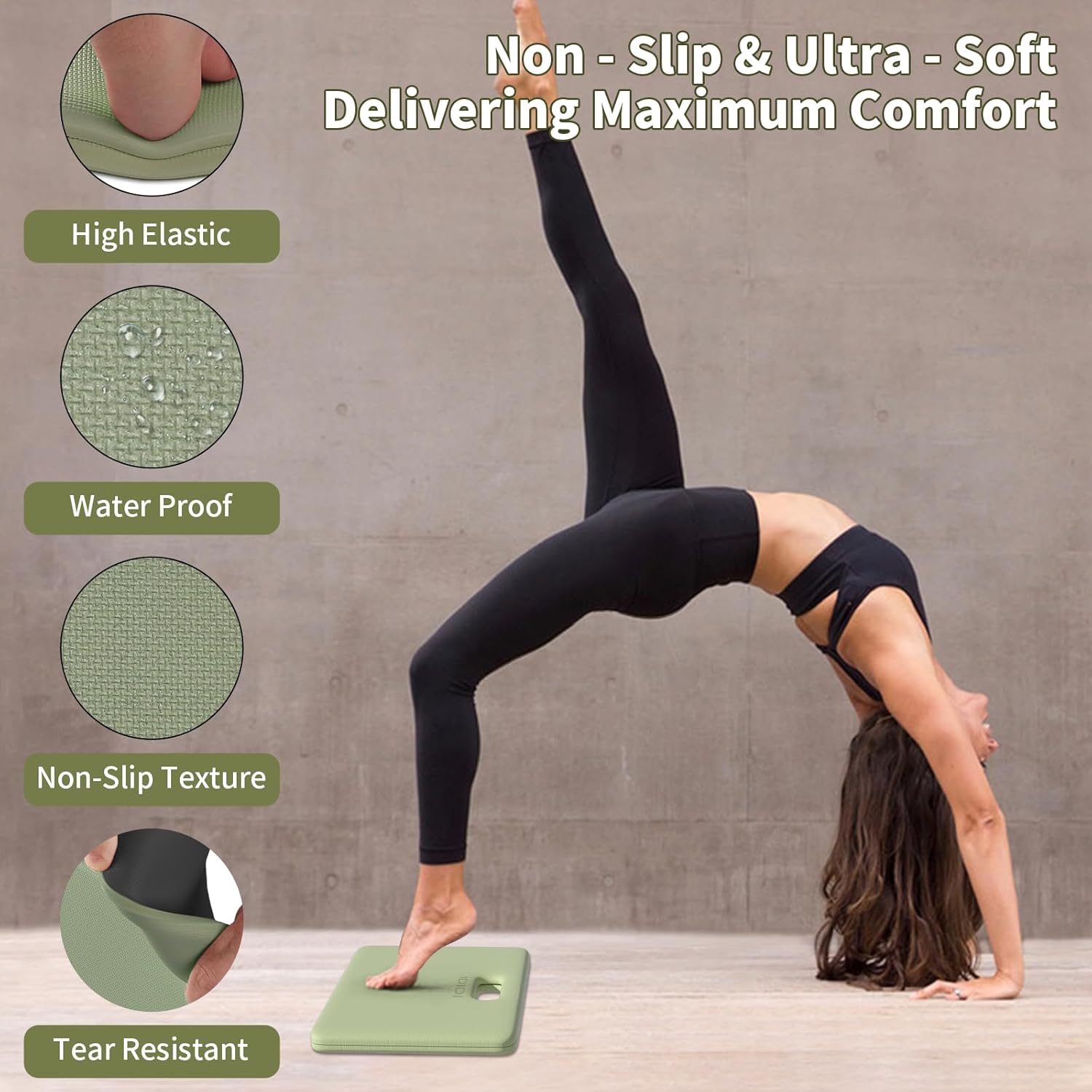 Foldable Yoga Knee Pads Cushion, Knee Mat for Man Woman Kids (12 "x 17" x 1 "after folding), Non-Slip Folding Knee Pad with Hollowed Out Handle, 1 inch Elbow/Knee Support Folding Pad for Yoga and Floor Exercises, Exercise Pad for Gym or Home - Image 7