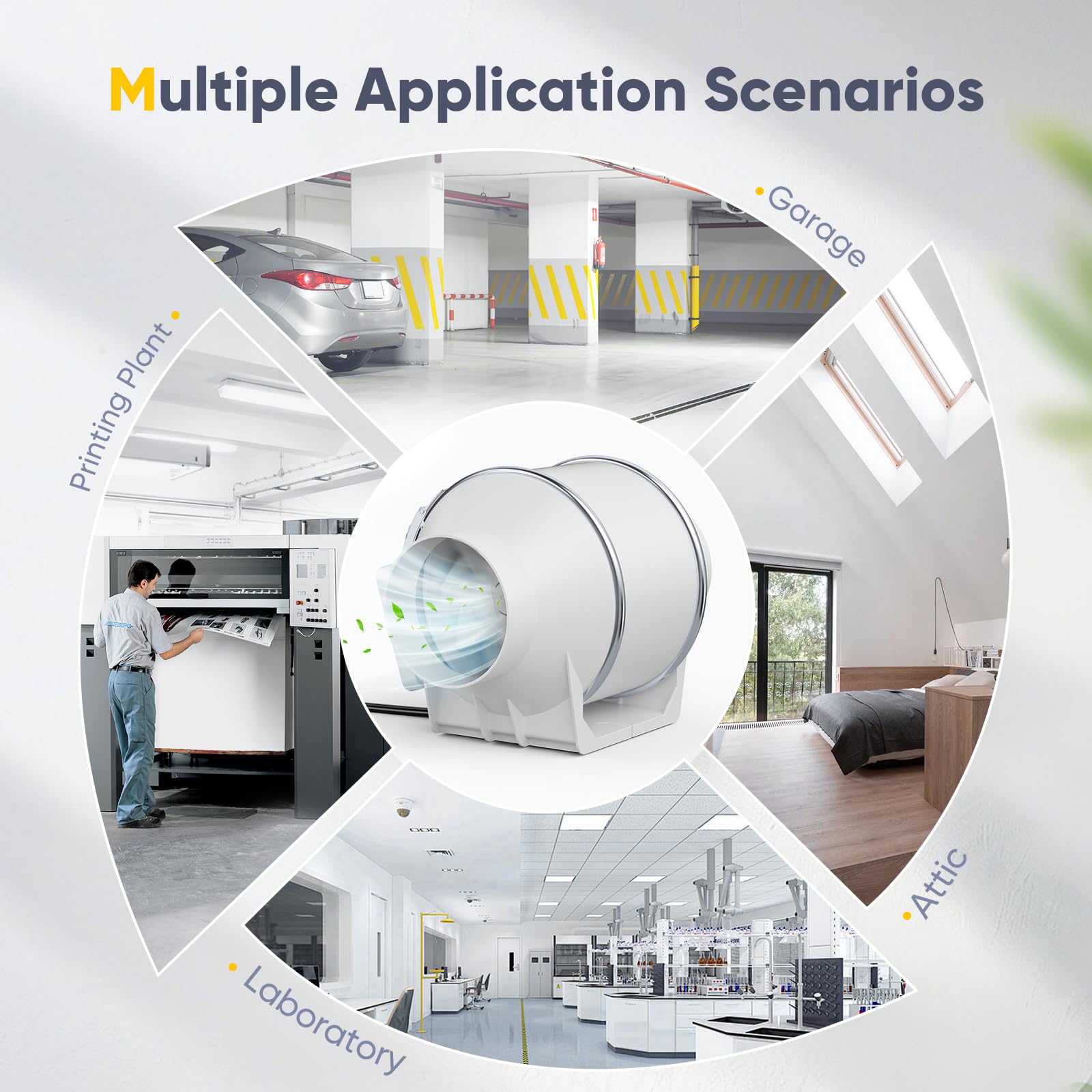 Extractor de aire en línea de para baño, extractor de humos con caudal de aire de 310 m³/h, control de velocidad variable, bajo nivel de ruido, para cocina, hidroponía y sótano