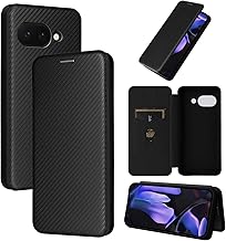 [Yikasina] Google Pixel 9a Case, Notebook Type, Carbon Fiber Style, Simple, Ultra Thin, Card Storage, Stand Function, Protective, Pixel 9a Case, Wallet-Type, Magnetic Cover, Shock Resistant