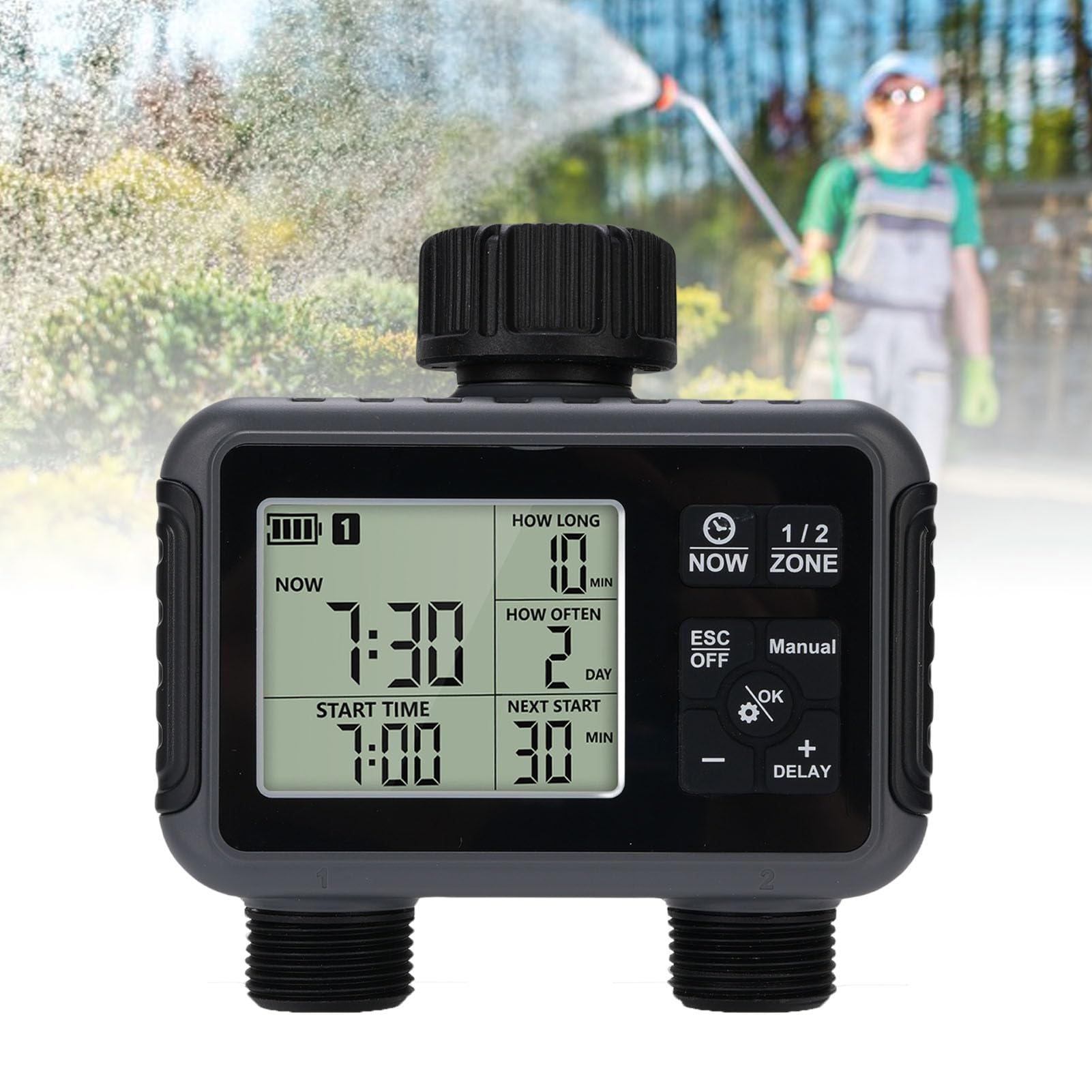 Generic Timer Irrigazione Programmabile con Display LCD 3 modalità di Irrigazione Resistente Alla Pioggia per Giardino e Prato Connettore da 1 Pollice
