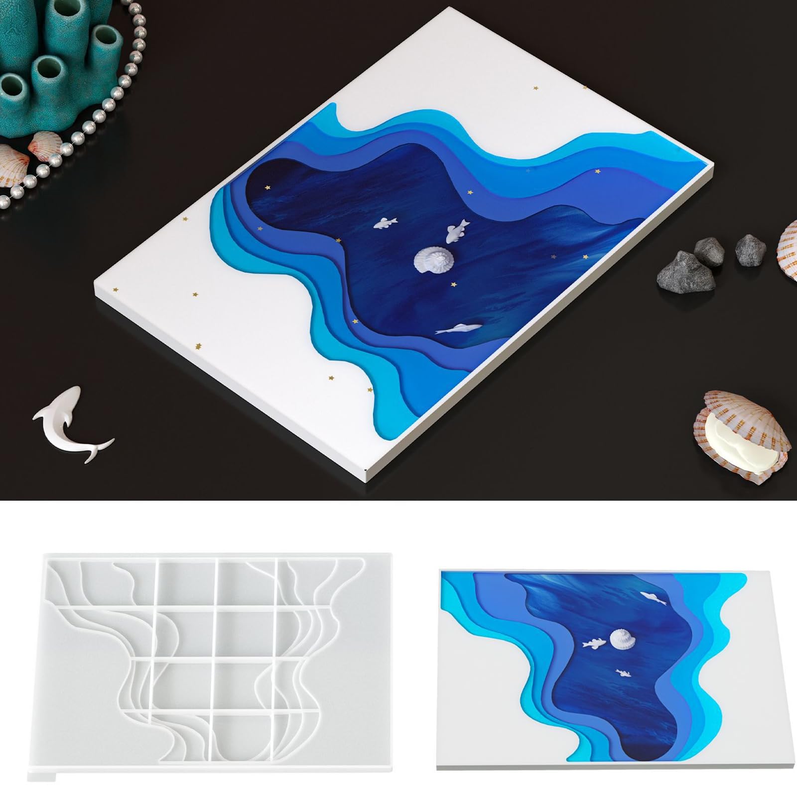 Generisch Bandeja de resina irregular moldes de silicona para hacer velas, chocolate, joyas, bandeja de almacenamiento, yeso, decoración del hogar, colofonia