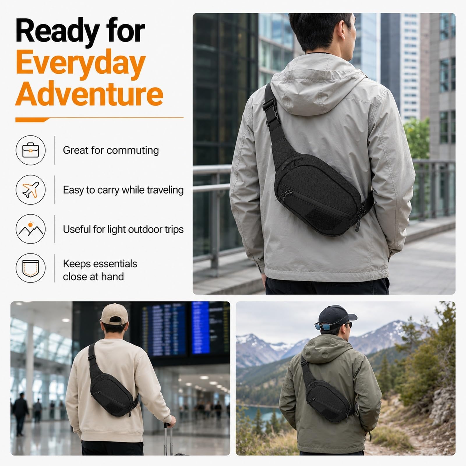 Genérico Riñonera Deportiva Bolso de Pecho Liberacion Rapida, Bandolera Impermeable Multiusos para Senderismo Viaje Airsoft Exterior