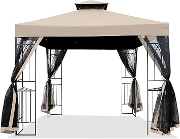 9x9 Replacement Gazebo Cover Compatible with Aldi Gardenline Belavi 2019 Gazebo,Canopy Top OnlyLight Beige