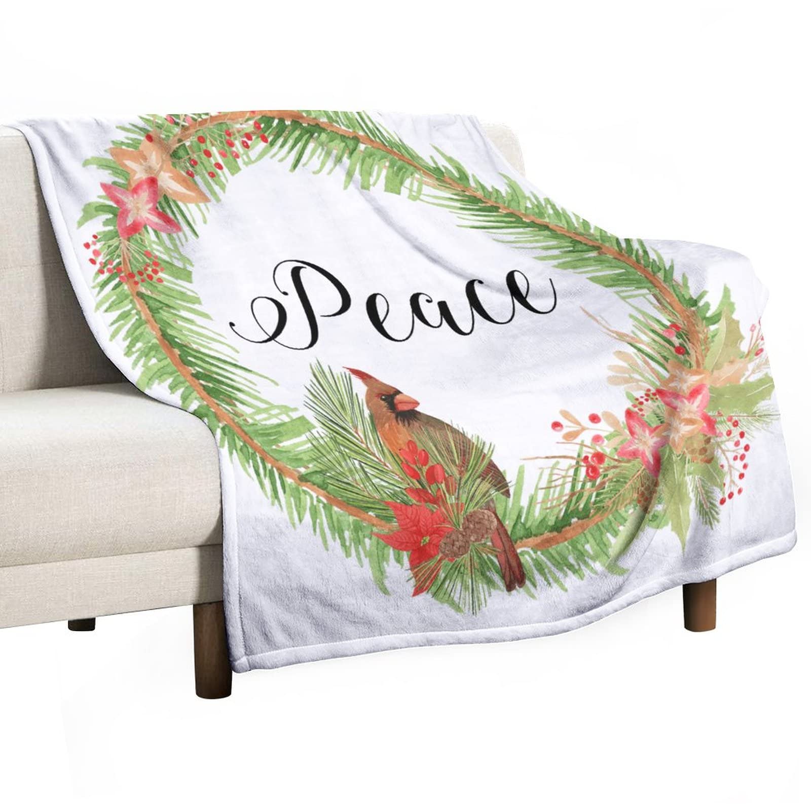 Couverture polaire douce cardinal de Noël pour lit et canapé