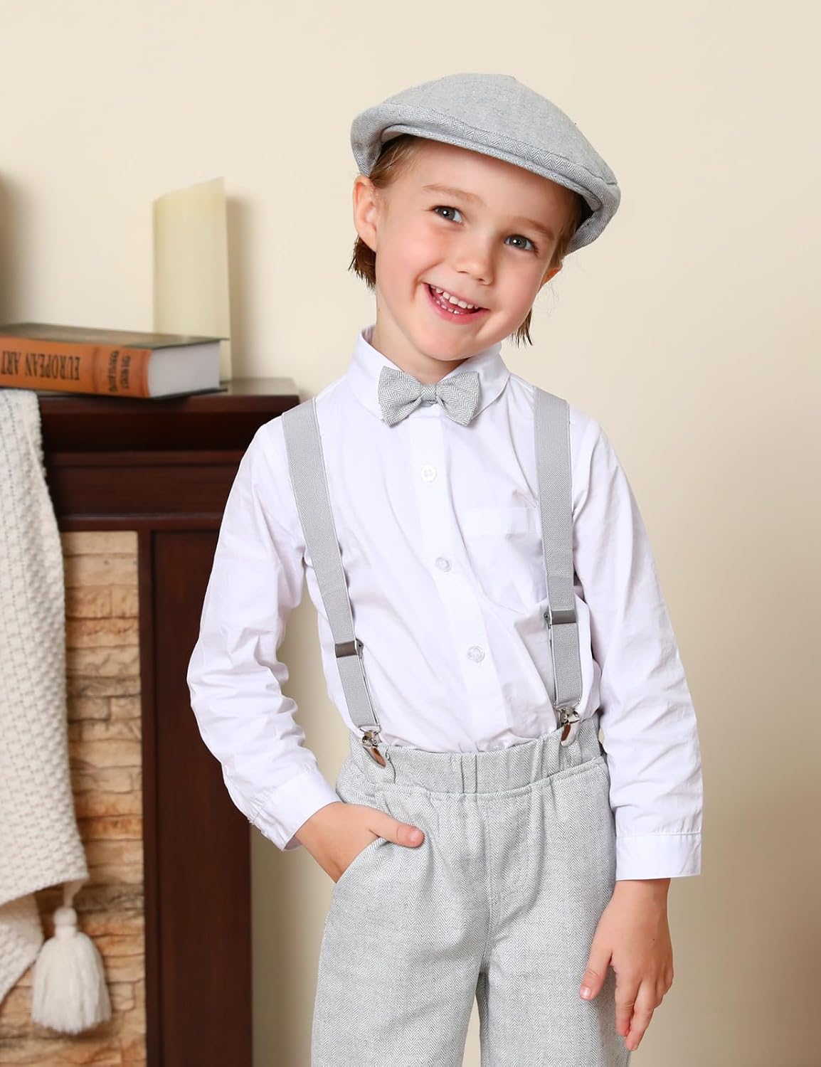 A&J DESIGN Baby Boy Driver Cap, Toddler 2pcs Newsboy Cap & Bow Tie （3 Months - 8 Years） - Image 2