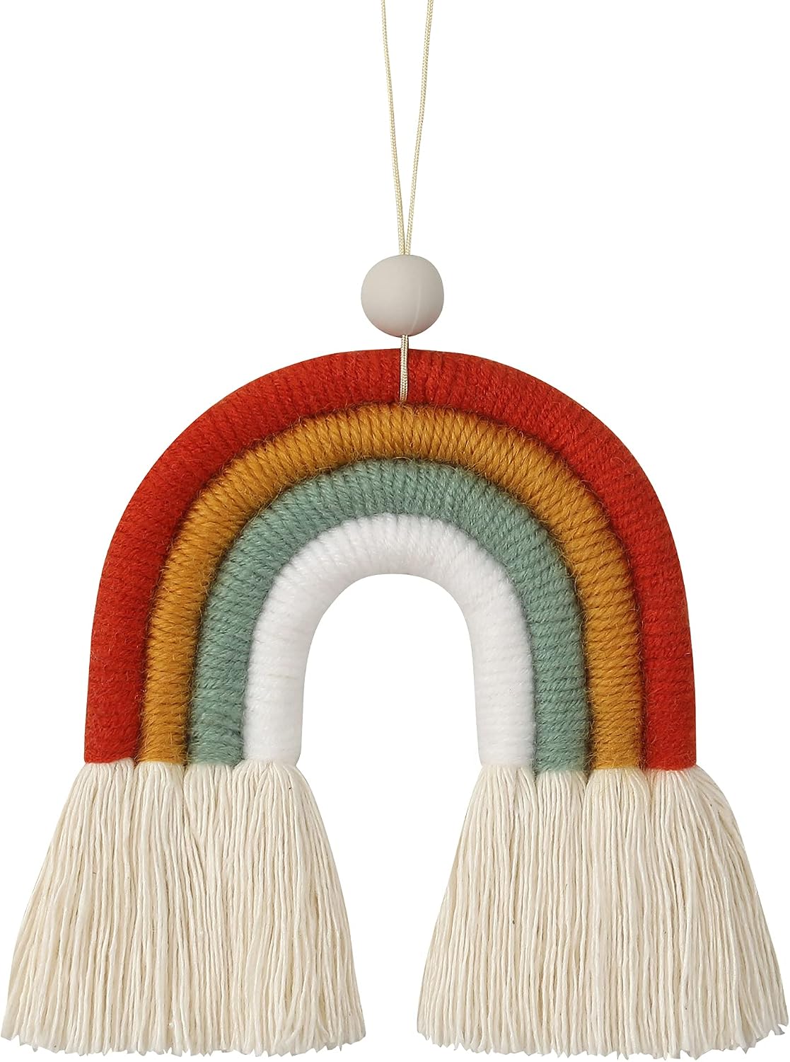 BOHO GARDEN Macrame Rainbow Charm - Essential Oil Diffuser for Cars, Baby Nursery, Children's Bedroom & Home Decor - Colorful Decorative Hanging Air Freshener & Accessories - 3x3.5 - Soft Pink