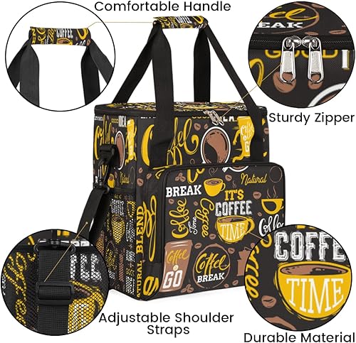 Miniatura 6 de Bolsa de transporte de viaje para cafetera, color amarillo, para café, compatible con Keurig K-Mini o Plus, portátil, con bolsillos para cápsulas