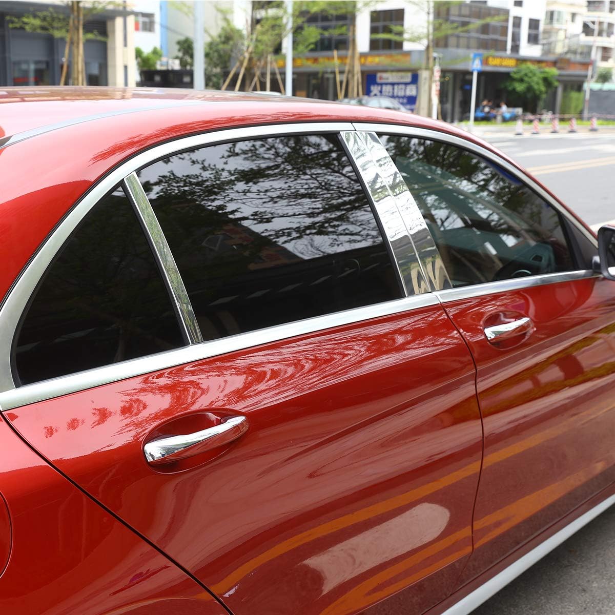 LLKUANG Chrome Aluminum Alloy Car Window Rear Pillar Post Trim for Mercedes Benz GLC X253 S C E Class W222 W205 W213 2014-2019