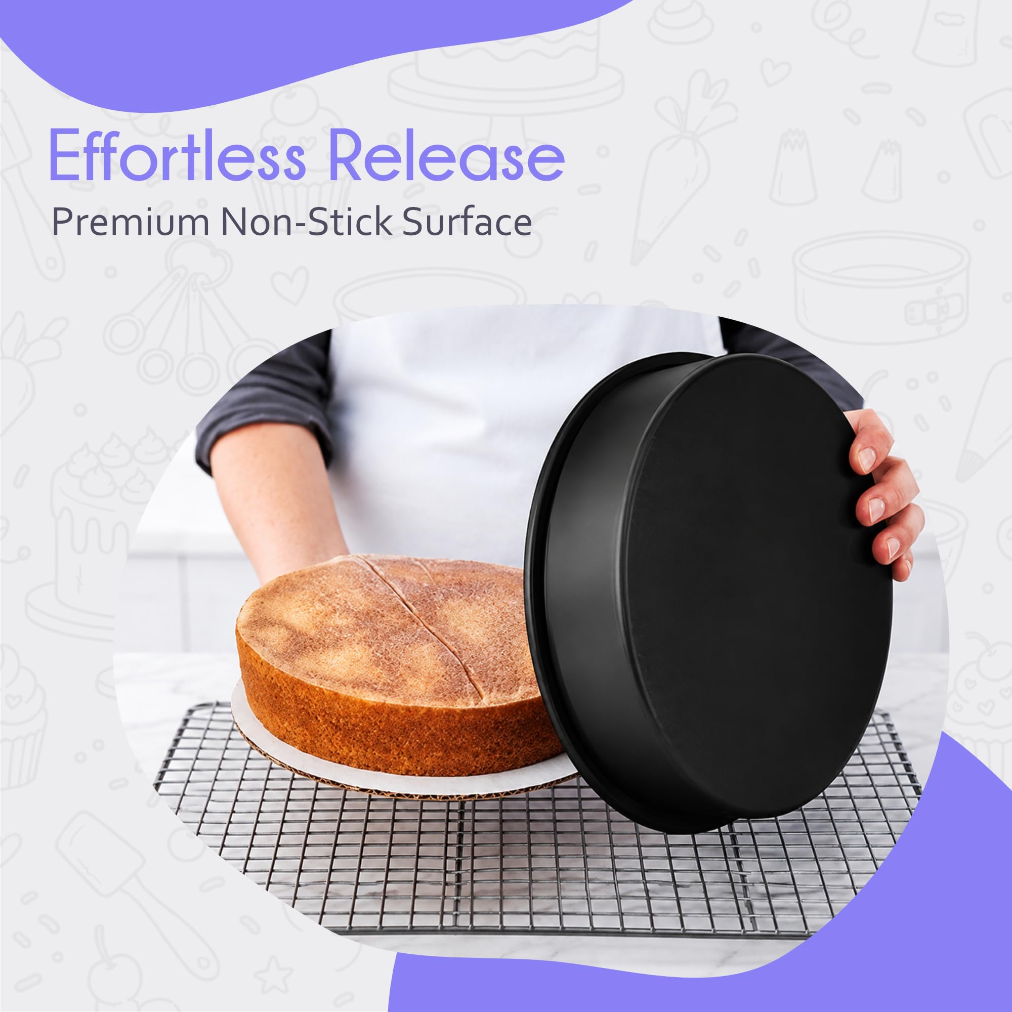 RFAQK Juego de moldes redondos para tartas de 6 pulgadas de 3 a 6 pulgadas con 120 piezas de papel pergamino, moldes antiadherentes para hornear, aptos para lavavajillas