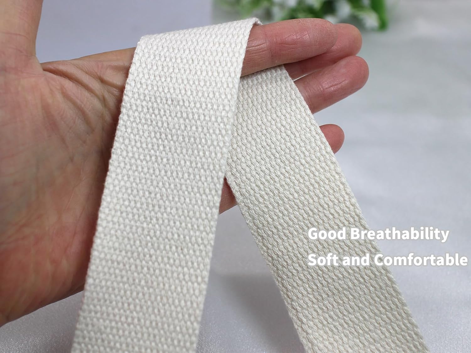1 1/2 inch 30ft Ivory White Heavy Cotton Webbing Strap Wide Flat Weave Webbing Strap for Cloth Tote Bag, Pet Collars, DIY Projects, Crafts, Outdoor Accessories