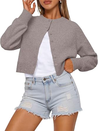 Cropped Cardigan 2026 Fall Sweaters for Women Lightweight Long Sleeve Open Front Knit Y2K Fashion Outfits