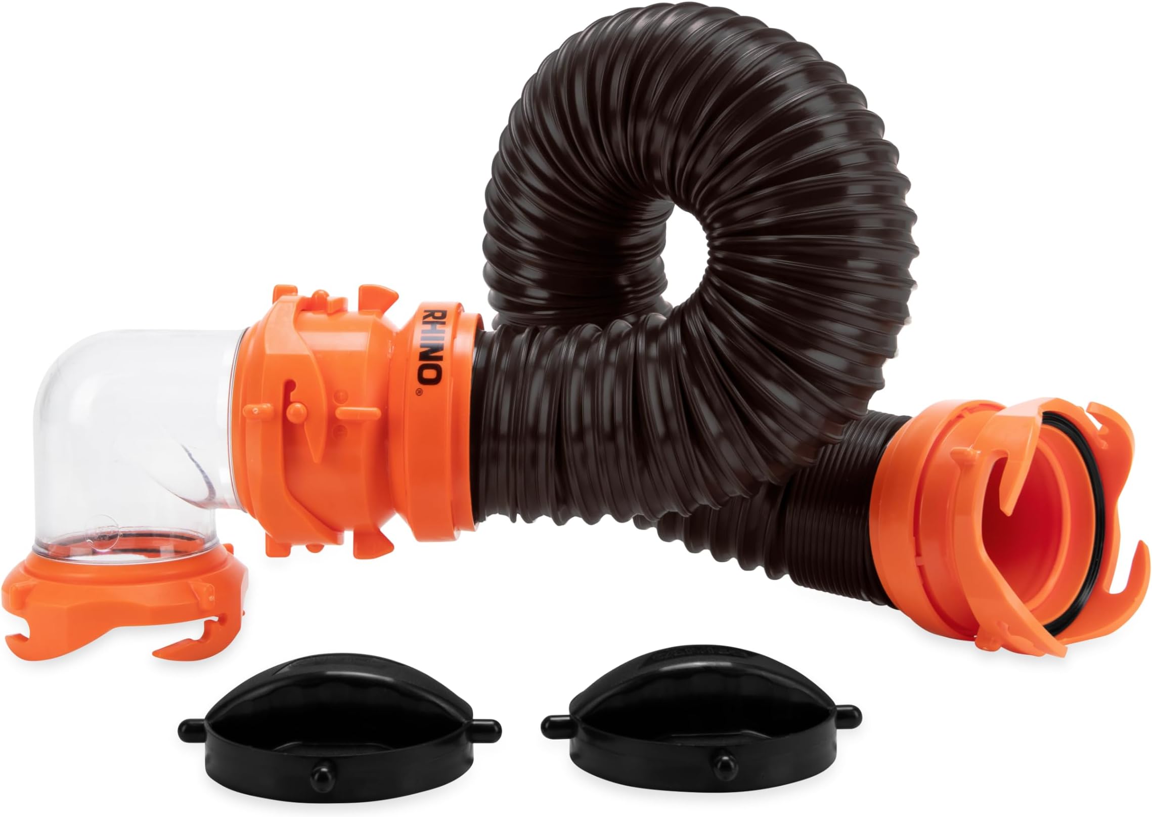 Camco 39768 RhinoFLEX Tote Tank 3-Foot Sewer Hose Kit, Black or Orange