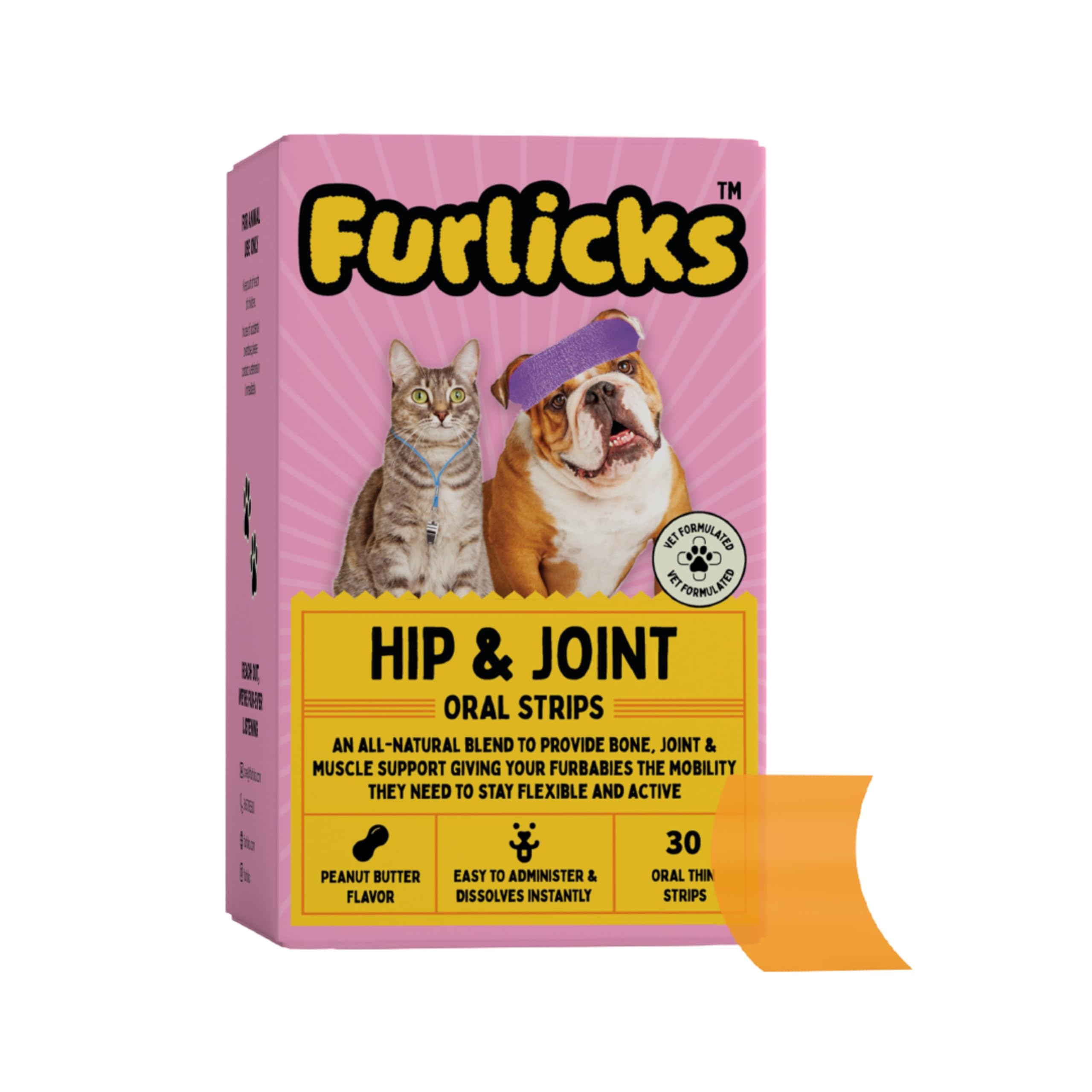 Furlicks Hip and Joint Supplement for Dogs & Cats | Marine Collagen & Calcium for Joint Mobility | 30 Oral Dissolving Strips (B0CZP44451) Amazon Price History, Amazon Price Tracker