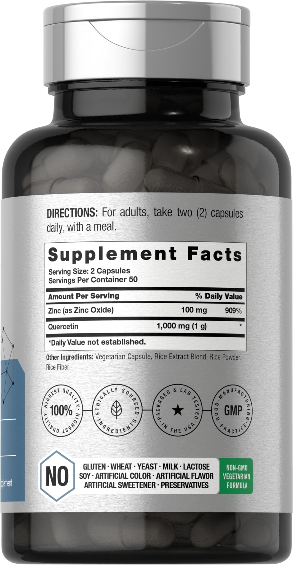 Horbäach Quercetin 1000mg | 100 Capsules | with 100mg Zinc — Amazon image 2