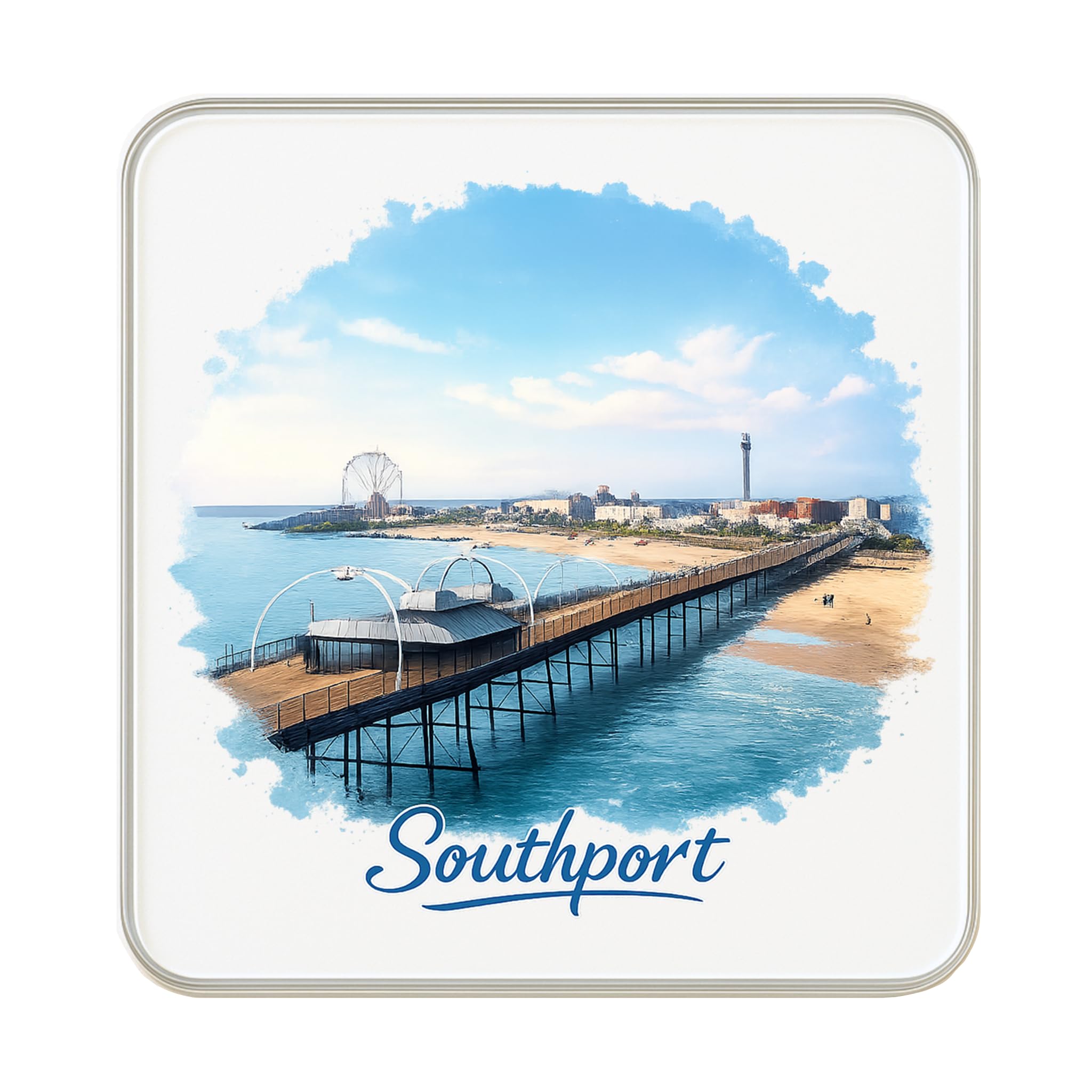 Magnet réfrigérateur Southport England grand souvenir de voyage pour collection