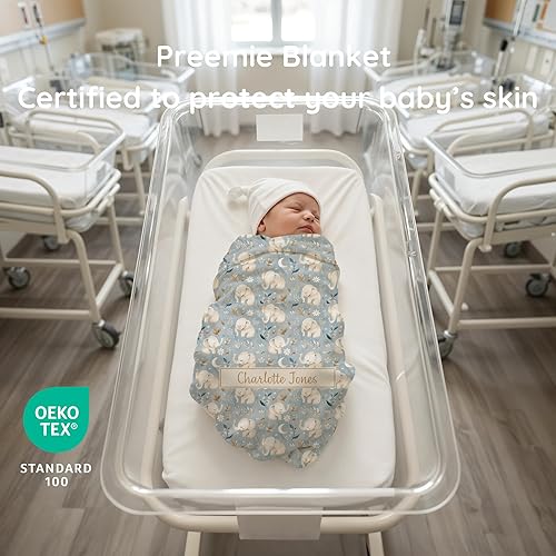 Miniatura 3 de Manta personalizada para recién nacido, gorro de nudo, traje de regreso a casa, canastilla para bebé recién nacido, regalo esencial de Navidad para