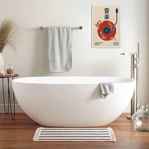 Miniatura 4 de Bizabud Lienzo de música japonesa, arte de pared, póster de disco de vinilo retro, obra de arte de música primitiva, remolino Koi, impresiones de