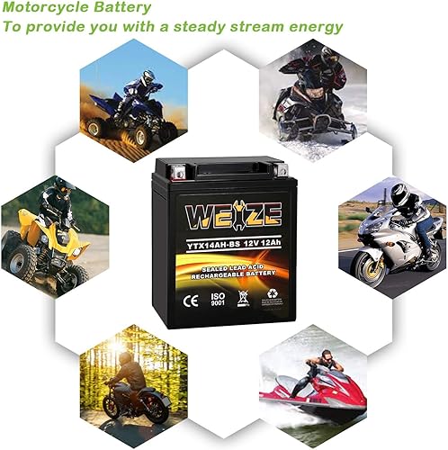 Miniatura 79 de Weize YTZ10S-BS - Batería de motocicleta AGM sellada de alto rendimiento, sin mantenimiento, compatible con Yamaha Honda