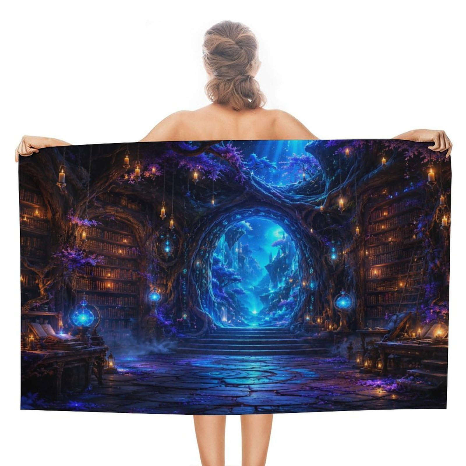 Anceky Enchanted Library Magic Door Oversized Beach Towel Quick Dry Sand Free Microfiber Travel Towel Lightweight Multi Purpose Beach Blanket Pool Gym Bath Towel 51x31 in