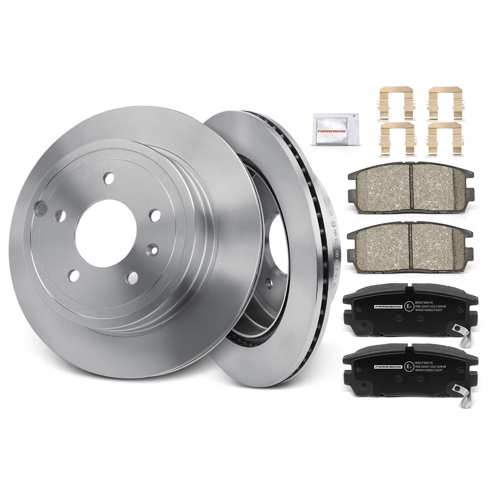 Frankberg 1 set freni incl. 2 dischi freno + 4 pastiglie freno posteriori | Compatibile con: Captiva C100 C140, Captiva Sport, Captiva Van C100, Antara L07