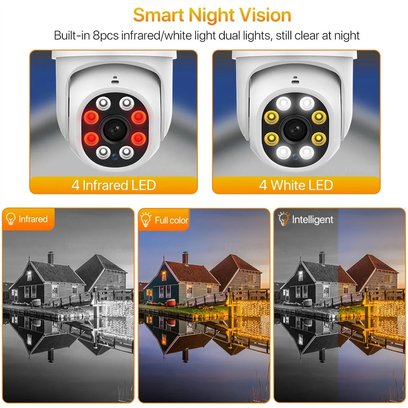 Kamera bezpieczeństwa, Bezprzewodowa kamera PTZ 8MP 4K HD 5MP kolorowa noktowizor IP zewnętrzna H.265 1080P Ai automatyczne śledzenie nadzór CCTV(8MP With 32G SD)